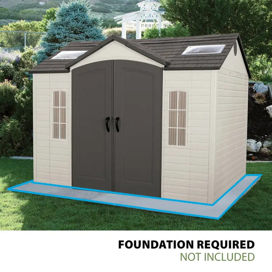 Lifetime Lockable Polyethylene Outdoor Storage Shed, 10 ft x 8 ft, Tan & Browns (60005)