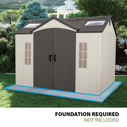 Lifetime Lockable Polyethylene Outdoor Storage Shed, 10 ft x 8 ft, Tan & Browns (60005) - view 4