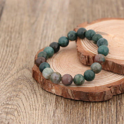 Natural Moss Agate Bracelet 10mm , Handmade Green Gemstone Stretch Bracelet